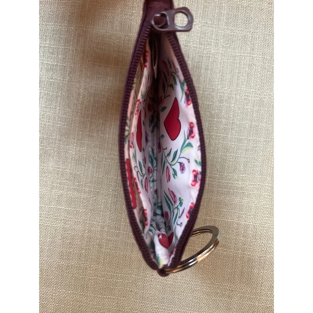 Vera Bradley Zip Id Case Wallet Embroidered Heart